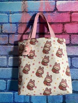 Handmade- Labubu Inspired Lychee Monster Print Tote Bag - $467.29 MXN