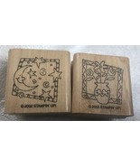 Two Stampin Up 2002 -  MOON AND STARS &amp; Vase With Flowers Rubber Stamp - £2.33 GBP