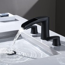 Matte Black Waterfall Bathroom Faucets: Widespread Bathroom Sink Faucet With - £78.67 GBP