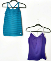 Nike WM Small LOT OF 2 Workout Tank Tops Blue Gray and Purple White - $33.85