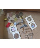 Vintage Junk Drawer lot Tokens political tags Rings Chevy Ford - $18.48