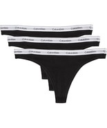 Calvin Klein Women&#39;s Modern Logo Thong 3-Pack Black Small New - €24,78 EUR