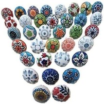 10 X Mix Vintage Look Flower Ceramic Knobs Pulls USA SELLER Fast Shipping - £16.03 GBP