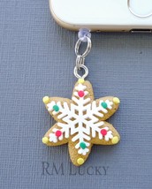 Christmas Snowflake Cell Phone Charm Anti Dus Proof Plug Ear Cap Cover Jack C123 - £3.15 GBP