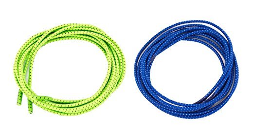 Elastic No Tie Shoelaces for Adults and Children (2-Pack) Green and Blue