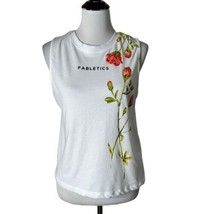 Fabletics Floral Graphic Print Top White Sleeveless Muscle Tee Women Size XS NEW - £15.63 GBP