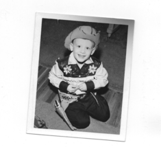 Vintage Original 4x5 Photo Cute Little Boy Smiling Dressed as a Cowboy - £7.91 GBP