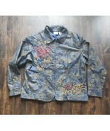 euc CHICOS brocade Embroidered Jeans Jacket 3 XL Metallic Stitched Sequi... - £22.68 GBP
