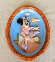 Sweet vintage Walt Disney Productions Minnie Mouse tennis chalkware wall hanging - £19.93 GBP