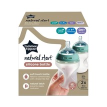 Tommee Tippee Closer To Nature Soft Feel Silicone Baby Bottle (9oz, 2 Co... - $11.87