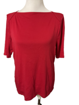 Talbots Petite Red Short Sleeve Boat Neck T Shirt Size XLp - £11.35 GBP