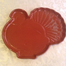 Thanksgiving Turkey platter dish Tag ceramic embossed holiday brown 11 x 13 inch - $17.00