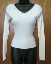 Energie Brand Sweater Size Xl White Light Weight Clingy Ribbed Knit - £15.60 GBP