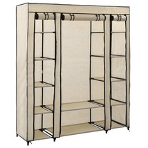 Wardrobe with Compartments and Rods Cream 150x45x176 cm Fabric - £39.54 GBP