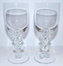 PAIR OF MINNIE &amp; MICKEY MOUSE GLASS WALT DISNEY COMPANY 6 1/4&quot; WINE GLASSES - £33.04 GBP