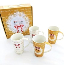 Maxwell Williams Christmas Mugs Wreath Box Set 4 Fine China Cups Coffee ... - £45.41 GBP