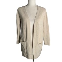 Old Navy Open Front Knit Cardigan Sweater S Beige Long Sleeves Pockets Grandpa - £18.17 GBP