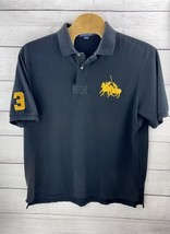 Polo Ralph Lauren Triple Pony Polo Shirt Black #3 Sleeve Custom Fit Vint... - $22.44
