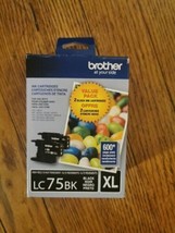 Genuine Brother LC75BK XL High Yield 2 Pack Black Ink Cartridges NEW - $25.73