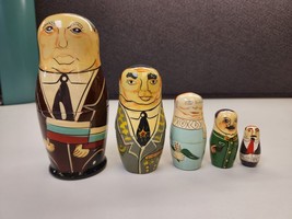 Vintage USSR Russian Political Leaders Set Of 5 Matryoshka Nesting Dolls - £29.32 GBP