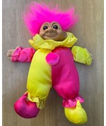 Vintage RUSS Berrie Clown Troll Pink Hair Plush Stuffed Toy Doll 10&quot; Large - $369.72 MXN