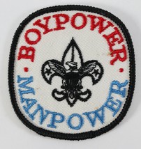 Vintage Boy Power Fleur De Lis Red White &amp; Blue Twill Boy Scouts Camp Patch - £9.34 GBP
