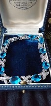 Vintage 1990 Sterling Silver 925 Blue Topaz and Zircon Bracelet 7.5 inch... - £93.08 GBP