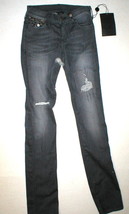 New Womens True Religion Brand Jeans Cora Metal Studs Destroyed Black NWT USA 24 - £375.80 GBP