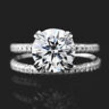 Real Moissanite 2.50Ct Solitaire White Gold Plated Engagement Wedding Ri... - £133.40 GBP