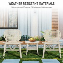 3 Pieces Hollow Design Retro Patio Table Chair Set All Weather White - $184.83