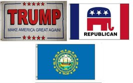 3x5 Trump White #2 &amp; Republican &amp; State New Hampshire Wholesale Set Flag 3&#39;x5&#39; P - £17.88 GBP