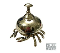 Chrome Finish Brass Crab Design Table Bell, Antique Nautical Hotel Count... - £30.77 GBP