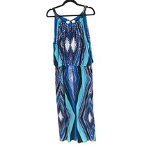 Emma &amp; Michele Blouson Maxi Dress Sleeveless Geometric Blue Black White 2X - £10.06 GBP