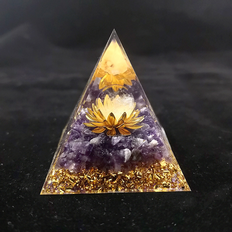 Natural Orgonite Pyramid Reiki Amethyst Energy Healing Chakra Meditation... - $11.99