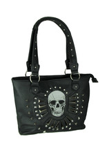 Scratch &amp; Dent Multi Studded Stitched On Skull Concealed Carry Purse - $44.54