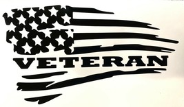 Veteran American Flag Tattered Distressed Military Decal Sticker Car Tru... - £5.54 GBP+