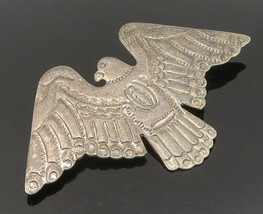 925 Sterling Silver - Vintage Flying Etched Bald Eagle Brooch Pin - BP9428 - £52.84 GBP
