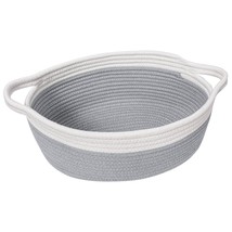 Small Woven Basket Cute Gray Rope Cotton Baby Room Storage Dog Toy With ... - £14.93 GBP