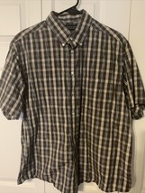 Roundtree &amp; Yorke Button-Down Shades of Brown Check Shirt Men&#39;s Size XL - £9.68 GBP
