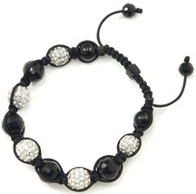 Crystal Ball with Rhinestones New Buddhist Adjustable Macrame Bracelet 1277 - £23.97 GBP