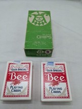 Vintage Greene Games 100 Poker Chips With 2 Playing Card Decks - $21.77