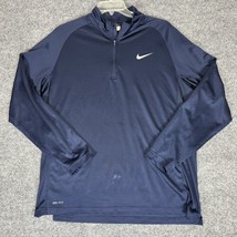 Nike Sweater Mens XL Blue Pullover Quarter Zip Dri Fit Cotton Extra Larg... - £9.23 GBP