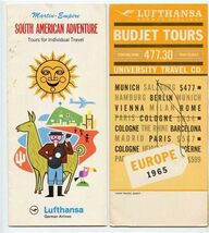 Lufthansa German Airline Budjet Tours &amp; South American Adventures Brochu... - $17.87