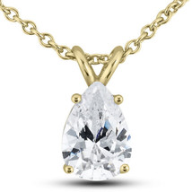 Diamond Solitaire Pendant Natural Pear Cut Treated 14K Yellow Gold D VS2 0.92 CT - £1,792.28 GBP