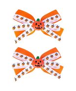 Halloween Pumpkin Hair Bows Clips Orange Dual-Layered Grosgrain Ribbon - €5,92 EUR