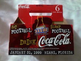 Coca Cola Classic 6-8OZ Bottles Super Bowl XXXIII Jan 31,99 Miami Carrier Carton - £1.16 GBP