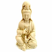 KWAN YIN STATUE 6&quot; Off White Resin Buddhist Goddess HIGH QUALITY Deity G... - $456.11 MXN