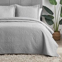 Grey, Full/Queen Hansleep Quilt Set Ultrasonic Lightweight Bed Decor Coverlet - £34.62 GBP
