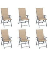  Garden Chair Set of 6 Grey Solid Acacia Wood Standard Foldable - $15,547.01 MXN