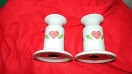 Corelle Quilt Pattern Ceramic Candle Holder Pair Gently Used Free Usa Shipping - £11.95 GBP